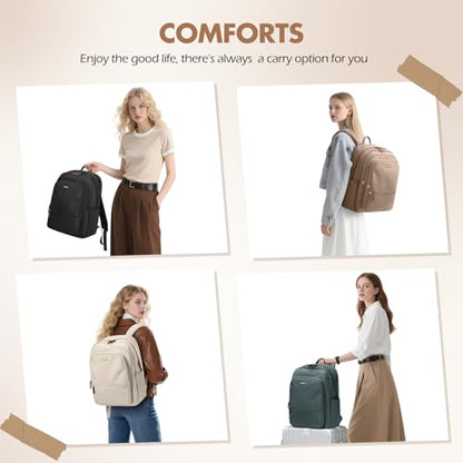 GOLF SUPAGS 15.6 Inch Women's Laptop Backpack, Water Resistant Work College Travel Daypack, Everyday Commuter Bag for Teacher Nurse (Champagne) - color: Champagne