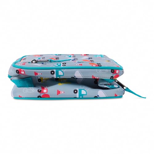 PackIt Freezable Classic Lunch Box, Construction Trucks, Built with EcoFreeze Technology, Collapsible, Reusable, Zip Closure With Zip Front Pocket and Buckle Handle, Designed for Fresh Lunch On the Go - color: Construction Trucks