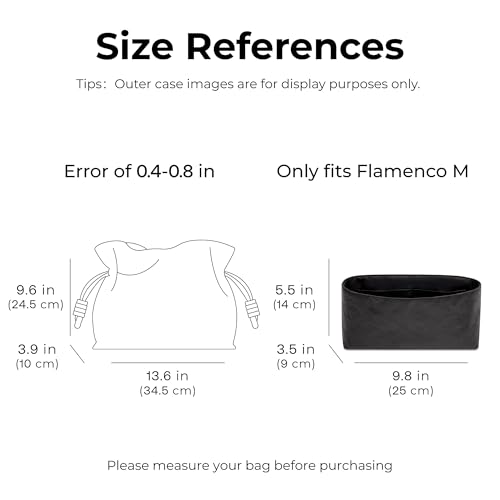 Tote Bag Organizer Insert for LOEWE Flamenco Purse M handbag, Custom Fit Inside Matte Black Lightweight WaterResistant Purse Insert with Cup Holder Accessories - color: Matte Black, size: Fits-Flamenco M