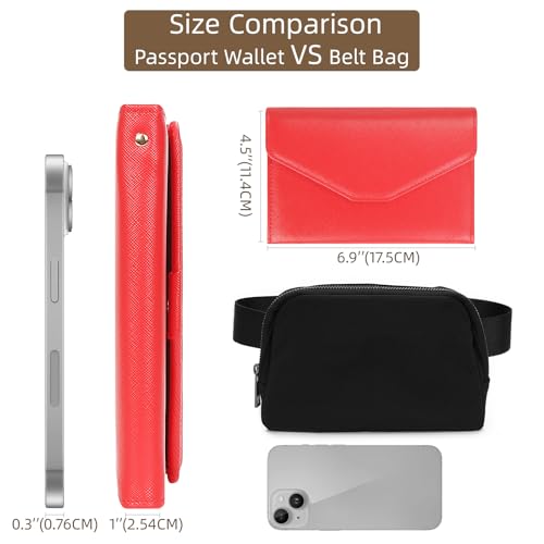 ZOPPEN Mulit-purpose Rfid Blocking Passport Holder Travel Wallet (Ver.4) Passport and Vaccine Card Holder ComboTri-fold Document Organizer Travel Essentials - color: #9 Raspberry Red