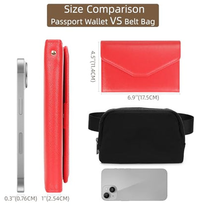 ZOPPEN Mulit-purpose Rfid Blocking Passport Holder Travel Wallet (Ver.4) Passport and Vaccine Card Holder ComboTri-fold Document Organizer Travel Essentials - color: #9 Raspberry Red