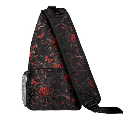 Rose Gothic Style Crossbody Bags for Women Men Trendy Sling Bag Backpack Casual Chest Bag Shoulder Strap - color: Color 14