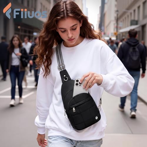 Anti Theft Sling Bag for Men & Women, Lightweight Puffer RFID Crossbody Bag for Travel, Commuting & City Walking, Hands-Free Everyday Essentials Bag Black - color: Black