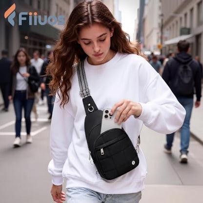 Anti Theft Sling Bag for Men & Women, Lightweight Puffer RFID Crossbody Bag for Travel, Commuting & City Walking, Hands-Free Everyday Essentials Bag Black - color: Black