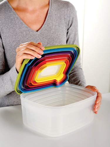 Joseph Joseph Nest Lock Plastic BPA Free Food Storage Container Set with Lockable Airtight Leakproof Lids, 12-Piece, Multi-Color