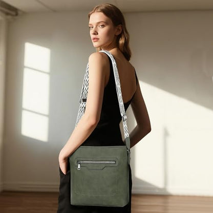 TANTOMI Crossbody Bags for Women Casual Crossbody Purses for Women Travel Shoulder Bag Handbags with Adjustable Strap - color: Dark Green