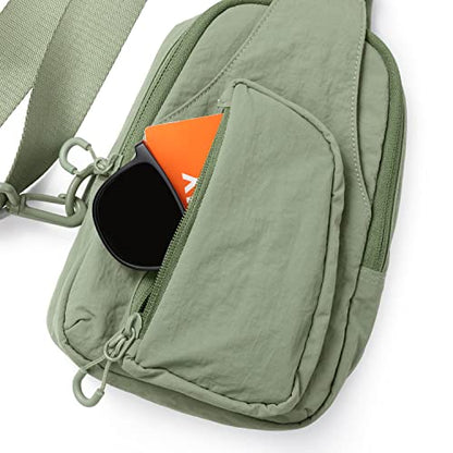 ODODOS Sling Bag with Adjustable Straps Crossbody Chest Bag Lightweight Backpack for Casual Traveling Hiking - color: Sage Grey
