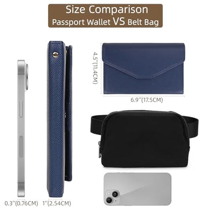 ZOPPEN Mulit-purpose Rfid Blocking Passport Holder Travel Wallet (Ver.4) Passport and Vaccine Card Holder ComboTri-fold Document Organizer Travel Essentials - color: #14 Blue