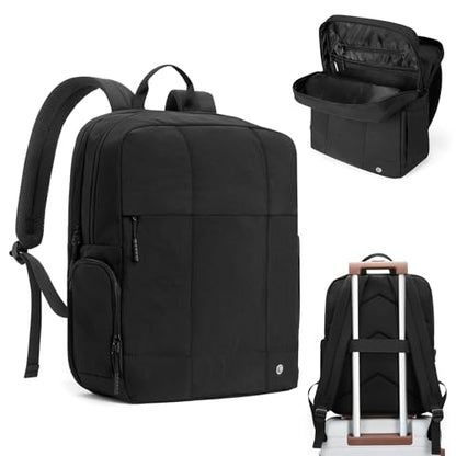 CLUCI Lightweight Travel Backpack Carry on Flight Approved, Puffy Gym Backpack with Shoe Compartment, Personal Item Travel Bag, 15.6 inch Laptop Backpack for Weekender Business - color: Soft Black