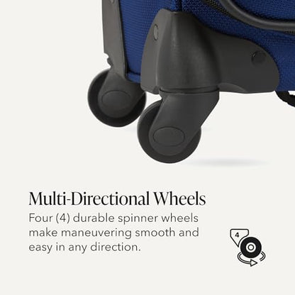 SWISSGEAR Sion Softside Expandable Spinner Luggage Durable Lightweight Travel Suitcase, Blue, Carry-On - color: Blue, size: Carry-On