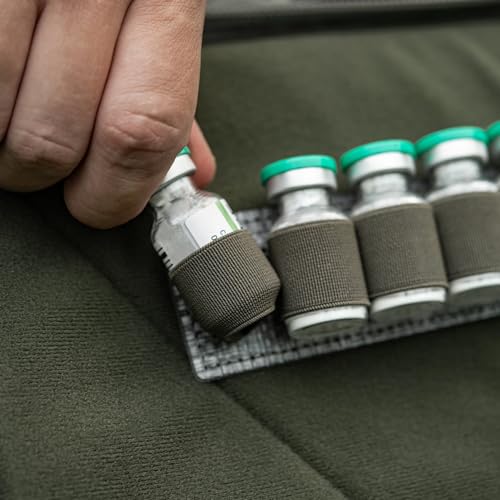 M-Tac Modular Ampoule Organizer Insert | Tactical Insert with Elastic Loops & Loop Velcro Backing | Fits Medical Kits & Backpacks, 5 Slot - color: Ranger Green, size: 10 ml