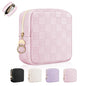 4.9" Small Makeup Bag, Checkered Mini Cosmetics Bag for Purse with Ring Buckle, Portable Small Travel Makeup Pouch for Women, Birthday/Wedding/Christmas Gifts (Checkered, Pink) - color: Checkered Pink-4.9 inch