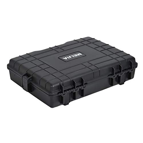 MEIJIA Waterproof Hard Camera Case,Hard Laptop Case,Hard Case with Customized Fit Foam Included, Elegant Black,Fit for computers,camera,lens (21.62"X17.25"X4.87")