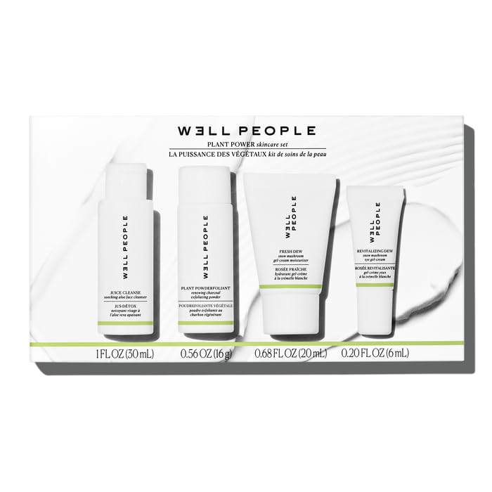Well People Plant Power Skincare Starter Mini Set, Step-by-Step Skincare Kit For Cleansing, Hydrating, Exfoliating & Nourishing, Vegan & Cruelty-free (Pack of 2) - size: Travel Size (Pack of 2)