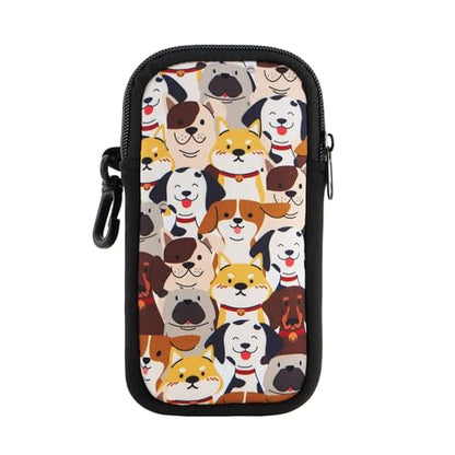 QIUTIMIY Sunglasses Soft Case Zipper Double Eyeglass Case with 2 Compartments 1 Belt Clip - color: Dog