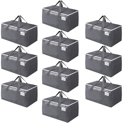 BlissTotes Large Moving Boxes and with Zippers & Handles Moving Supplies with lids, Heavy Duty Totes for Storage Bags for Space Saving, Fold Flat, Moving and Storing 76L, 10 Pack - size: 76L-10 Packs