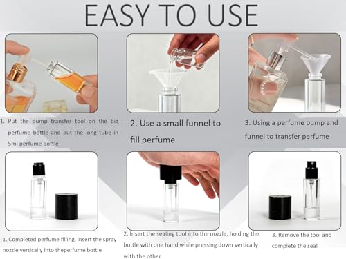 5ml Perfume Travel Refillable Bottle Perfume Atomizer, Travel Size Perfume Bottle,12pcs Glass Bayonet Mount Fragrance Atomizers for Trip, Leak-proof Cologne Sprayer Bottles - color: black