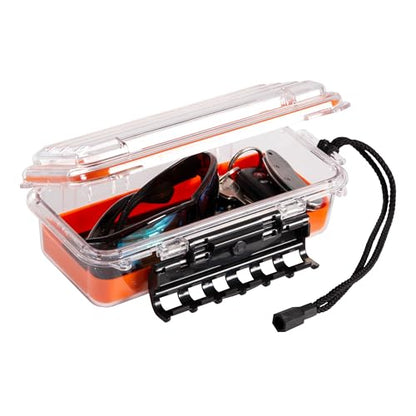 Plano Guide Series 3500 Field Box Waterproof Case, Orange, Small, Waterproof Dry Box with Wrist Strap for Boat, Kayak, and Camping, Outdoor Gear Storage - style: 3500