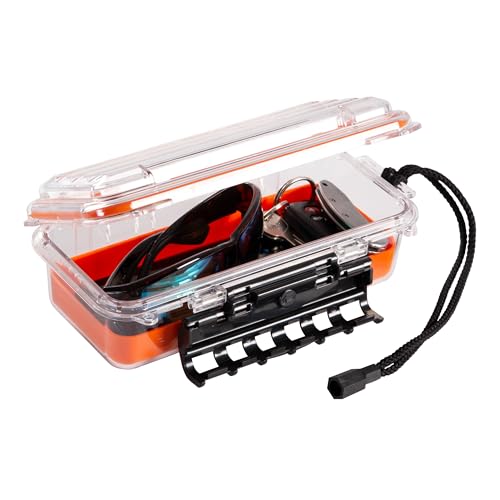 Plano Guide Series 3500 Field Box Waterproof Case, Orange, Small, Waterproof Dry Box with Wrist Strap for Boat, Kayak, and Camping, Outdoor Gear Storage - style: 3500