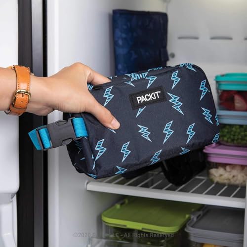 PackIt Freezable Snack Box, Striped Bolts, Built with EcoFreeze Technology, Collapsible, Reusable, Zip Closure with Buckle Handle, Great for All Ages and Fresh Snacks on the go (Pack of 12) - color: Striped Bolts, size: Medium (Pack of 12)