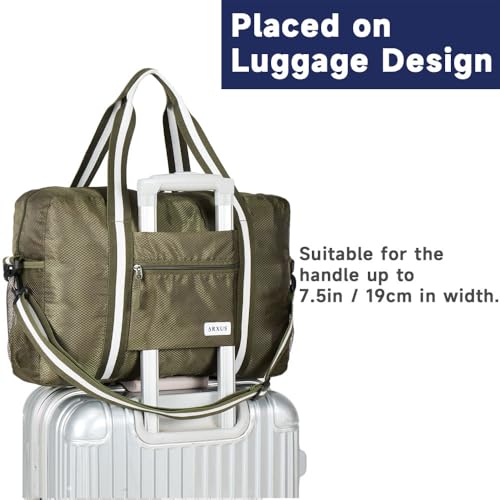Arxus Foldable Tote Bag for Travel Expandable Lightweight Carry On Luggage 22L Packable Duffle Bag for Traveling - color: Green