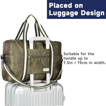 Arxus Foldable Tote Bag for Travel Expandable Lightweight Carry On Luggage 22L Packable Duffle Bag for Traveling - color: Green