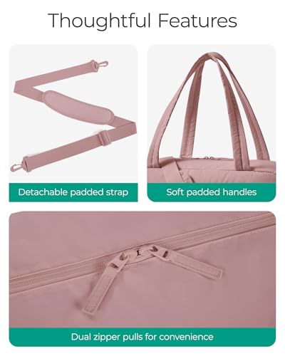 BAGSMART Gym Bag for Women with Toiletry Pouch, Lightweight Weekender Bags for Women with Wet Pocket, 31L Travel Duffle Carry On Bag, Weekender Overnight Bag for Travel,Water Resistant,Dark Pink - color: Dull Pink