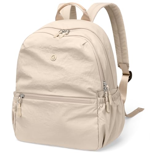 GOLF SUPAGS 13L Mini Backpack Lightweight Nylon Daypack for Women, Small City Pack, Versatile Ladies Backpack for Shopping & Travel, Light Apricot - color: Light Apricot, size: 13 Liters