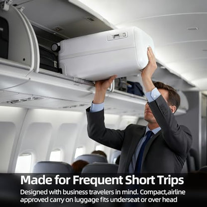 Hang Safe Carry On Luggage,PC Hard Shell Zipperless Bussiness Suitcases,21.3''x15''x9''Airline Approved,360° Spinner Wheels,TSA Locks USB Charging Port,Top Travel Seat,White - color: White, size: 20 Inches