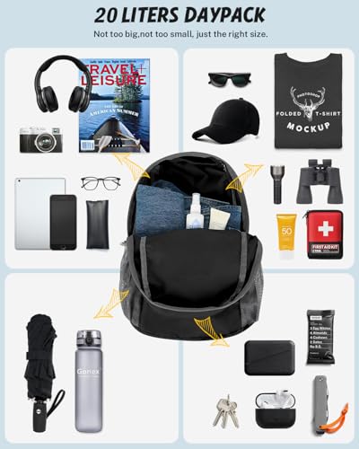 Gonex Ultra Lightweight Packable Backpack Daypack Handy Foldable Camping Outdoor Travel Cycling Backpacking - color: Black