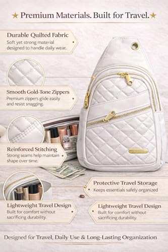 Travel Essentials Gift Set for Women – 7 Pc Travel Kit with Sling Bag, TSA Pouch, Jewelry Case & Sleep Mask - color: Winter Muse