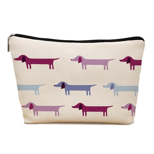 Dachshund Makeup Bag, Gifts for Dachshund Lovers, Sausage Dog Cosmetic Bag for Women, Weiner Dog Gifts for Women, Doxie Gift Zipper Travel Makeup Pouch for Purse - color: dachshund