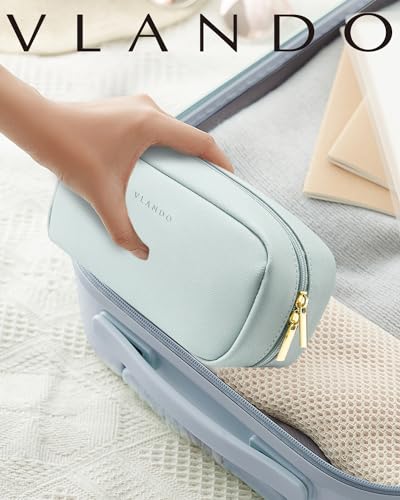 Vlando Makeup Pouch,Travel Makeup Organizer Bag,Small Makeup Bag Travel Gifts for Women Traveler Birthday Graduation Gift Ideas-Blue - color: 02-Blue