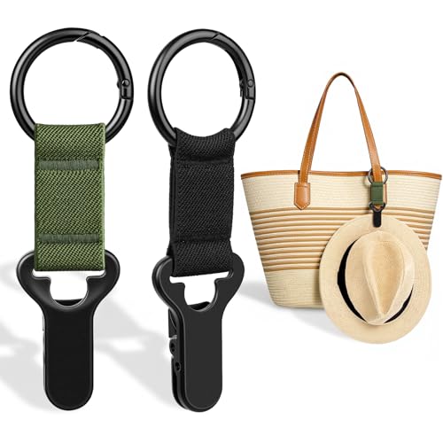 Niveaya Hat Clip for Travel on Bag - 2 Pack, Vacation Beach Cruise Essentials Accessory for Travel Handbag Backpack Luggage, Securely Hold to Keep Hat Shaped, Black+Dark Green - color: 2PCS Black+Dark Green