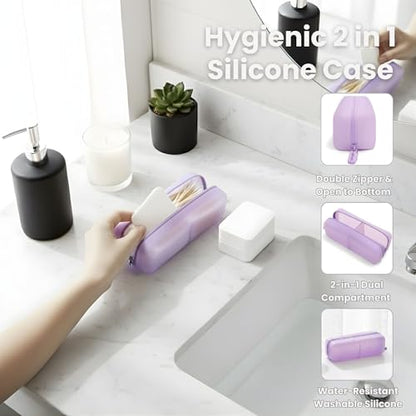 Cotton Pad Swab Travel Case, 2-in-1 Waterproof Organizer, VISFRESH (Purple) - color: Purple