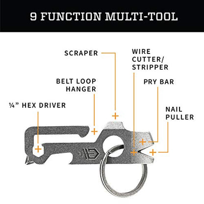 Gerber Gear Mullet Keychain - Multi-Tool Keychain with Pry Bar, Bottle Opener, and Wire Stripper - EDC Gear and Equipment - Stonewash - style: Mullet-Stonewash