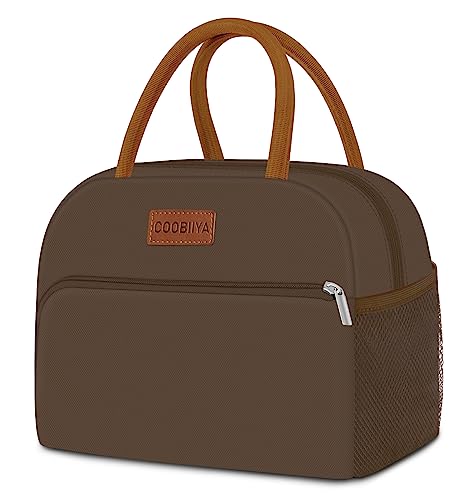 Coobiiya Lunch Bag Women, Lunch Box for Women Adult Men, Small Leakproof Cute Lunch Tote Large Capacity Reusable Insulated Cooler Lunch Container for Work/Office/Picnic/Travel-Brown - color: Brown, size: A-regular