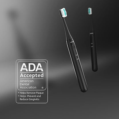 Aquasonic Icon ADA-Accepted Rechargeable Toothbrush | Magnetic Holder & Slim Travel Case | 2 Brushing Modes & Smart Timers | Gentle Micro-Vibrations(Onyx) - color: Onyx