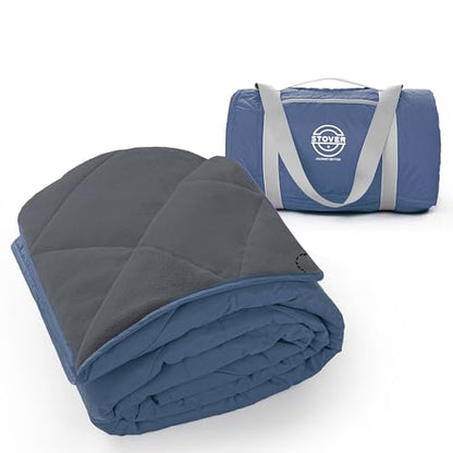 STOVER Large Waterproof Outdoor Stadium Blanket - Extra Thick Soft Fleece Camping Blanket for Travel, Picnics, Sports, Dogs - 79"x55", Warm, Windproof, Sand-Proof, Lightweight, Packable (Stadium Blue) - color: 01 - Stadium Blue