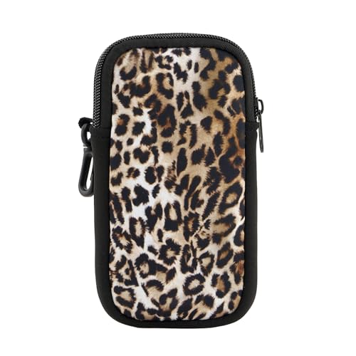 QIUTIMIY Sunglasses Soft Case Zipper Double Eyeglass Case with 2 Compartments 1 Belt Clip - color: Leopard2