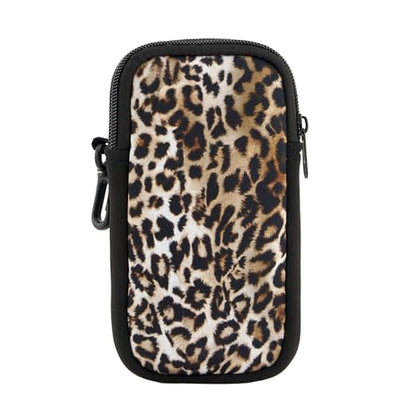QIUTIMIY Sunglasses Soft Case Zipper Double Eyeglass Case with 2 Compartments 1 Belt Clip - color: Leopard2