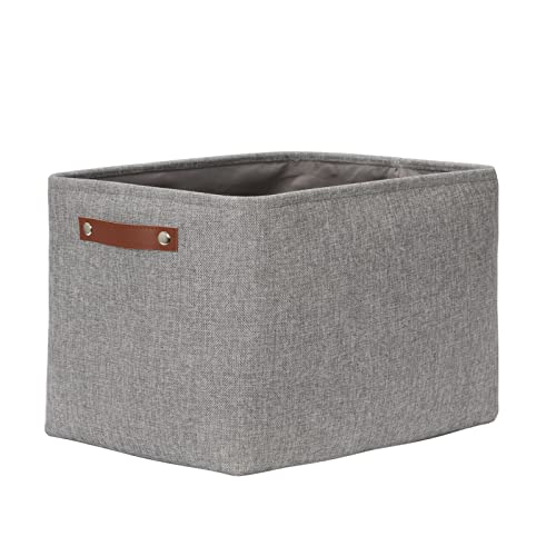 DULLEMELO Storage Baskets Large 16"x12"x12" Tall Rectangular Baskets Fabric Storage Bins for Organizing [1 Pack] Collapsible Linen Shelf Baskets for Clothes, Toys, Closet, Laundry (Grey) - color: Gray, size: Large-16"x12"x12"