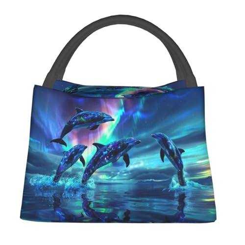 Lunch Bag for Women, Dolphin Ocean Insulated Lunch Box for Kids Girls, Reusable Lunch Bag for Office, Work, Picnic, Travel, School - color: Dolphin Ocean
