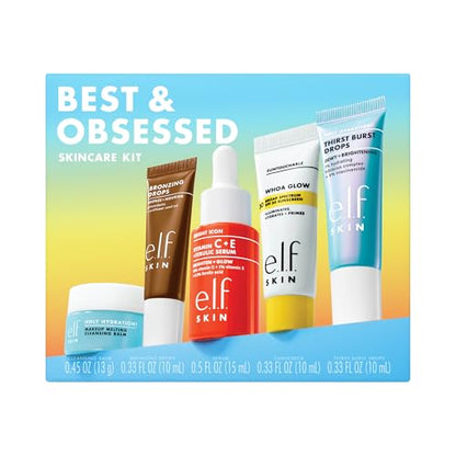 e.l.f. SKIN Best & Obsessed Skincare Kit, Travel-Size Makeup Remover, Sunscreen & Brightening Serums For Glowy Skin, Vegan & Cruelty-Free - style: Best & Obsessed Skincare Kit