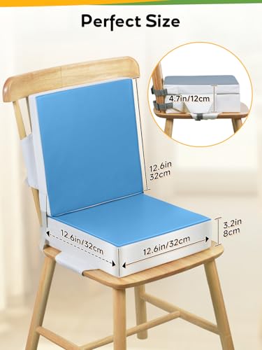 Toddler Booster Seat for Dining Table, Slip Bottom Double Safety Straps, Stronger Support Booster Seat Dining Toddler, Breathable Fabric Booster Seat for Table (Blue) - color: Blue