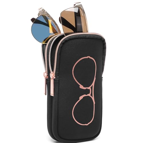 KKP Double Eyeglass Case | Sunglasses Cases with 2 Compartments - color: Black/Gold