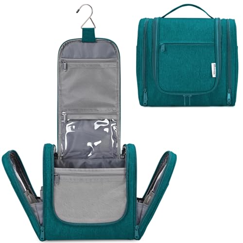 Narwey Hanging Toiletry Bag for Women Travel Makeup Bag Organizer Toiletries Bag for Cosmetics Essentials Accessories - color: Teal