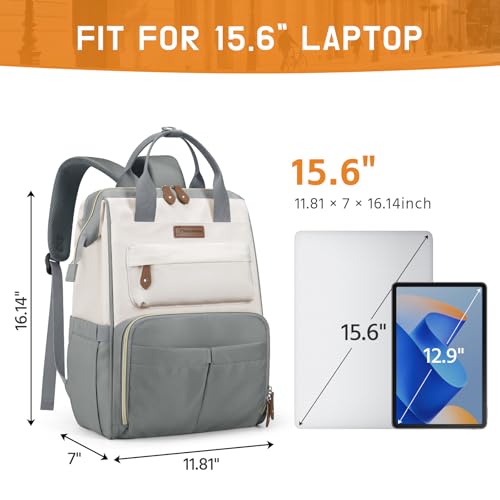 Maelstrom Laptop Backpack, Fits 15.6-17.3 Inch Travel Backpack Gift for Women Men, Waterproof College School Computer Bag, Anti-theft Business Work Bag with Luggage Strap(Grey, 15.6 Inch) - color: Grey, size: 15.6 Inch