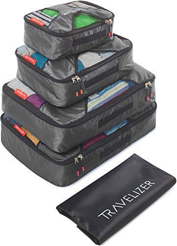 Travel Packing Cubes 5 pcs Luggage Organizer Set for Bag & Suitcase - color: Grey