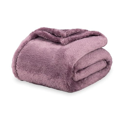 Berkshire Blanket Classic Extra-Fluffy™ Plush Throw Blanket, Soft Fuzzy Fluffy Long Hair Throw Blanket for Couch Sofa Bed, Plum Smoke, 50x60 Inches - color: Plum Smoke, size: Throw/Throw XL